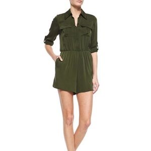 Alice + Olivia Green Silk Romper 0